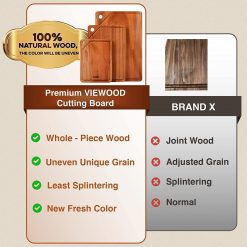 VieWood Extra Thick Khaya Wood Cutting Board (Set of 3) with Juice Grooves, Chopping Board for Meat Butcher Block, Vegetables, Fruits, Durable, Knife Friendly (11",14"&18") 7 VieWood Extra Thick Khaya Wood Cutting Board Set of 3 with Juice Grooves Chopping Board for Meat Butcher Block Vegetables Fruits Durable