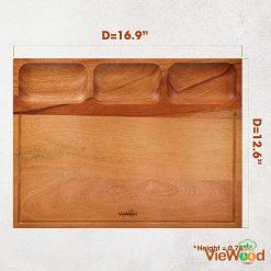 wood cutting board with 3 Compartments hr