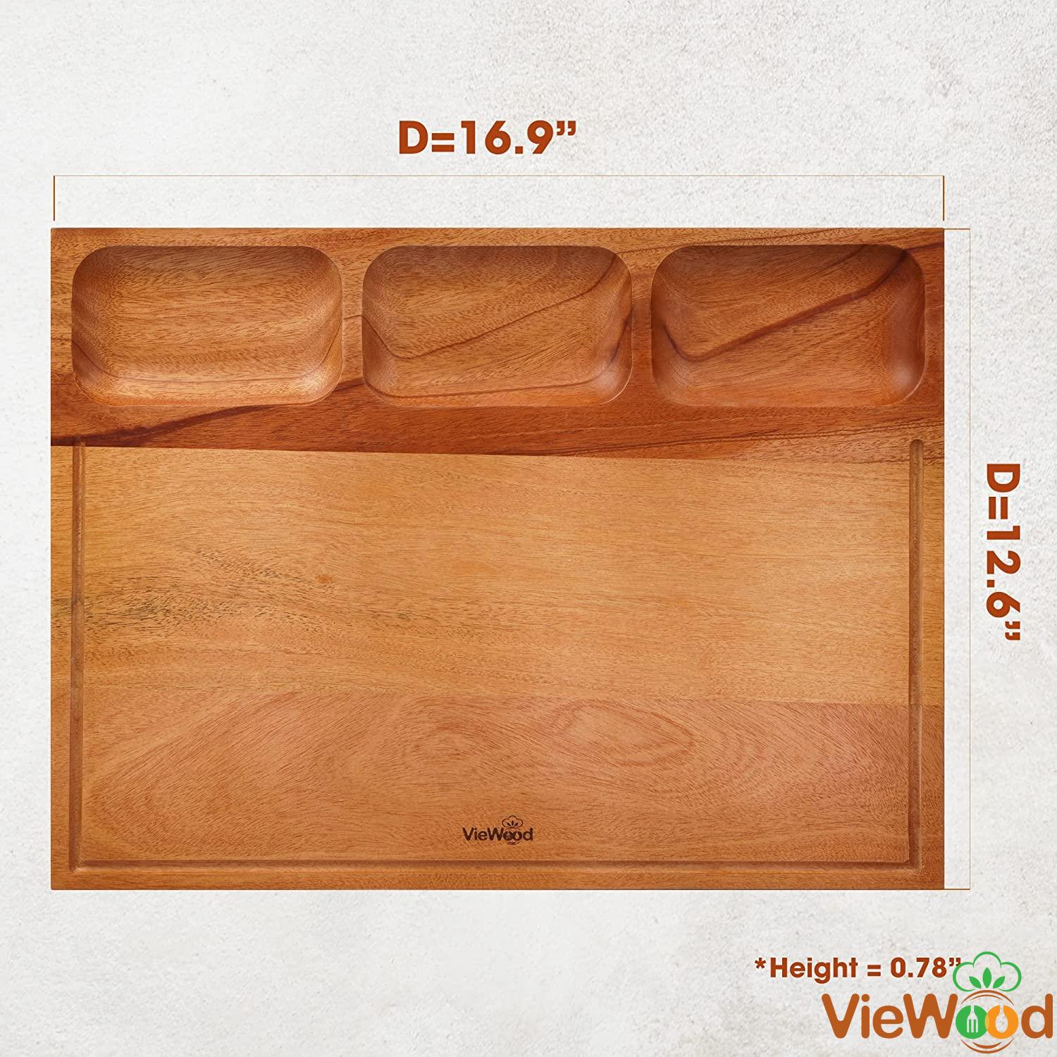 wood cutting board with 3 Compartments hr wood cutting board with 3 Compartments hr