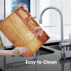 VieWood Extra Thick Khaya Wood Cutting Board 3 Compartments Large 16.9x12.6 inch with Juice Groove, Handle Hole for Meat (Butcher Block) Vegetables & Cheese 5 wood cutting board with 3 Compartments hrhw