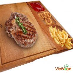 wood cutting board with 3 Compartments