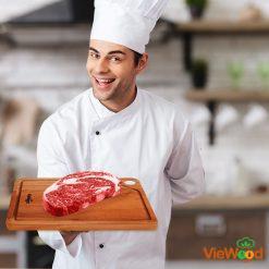 VieWood Extra Thick Khaya Wood Cutting Board (Set of 3) with Juice Grooves, Chopping Board for Meat Butcher Block, Vegetables, Fruits, Durable, Knife Friendly (11",14"&18") 5 VieWood Extra Thick Khaya Wood Cutting Board Set of 3 with Juice Grooves