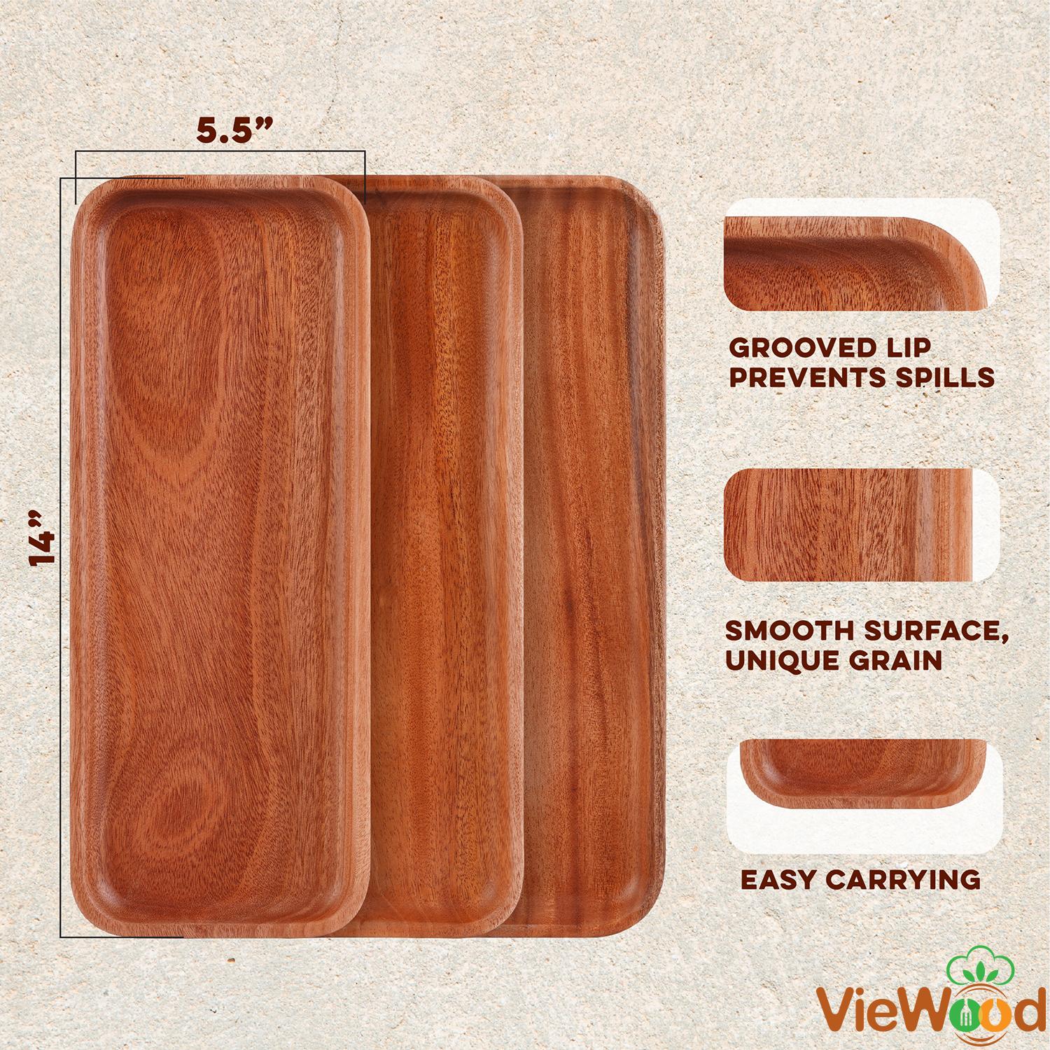 Set 3 dĩa tam giác 09092022 Solid Wood Serving Tray Set